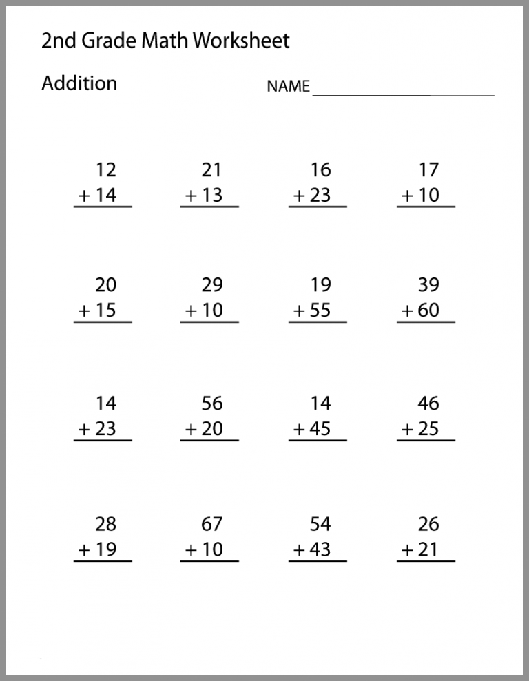 22 Addition Worksheets 2nd ESL Worksheets Kids