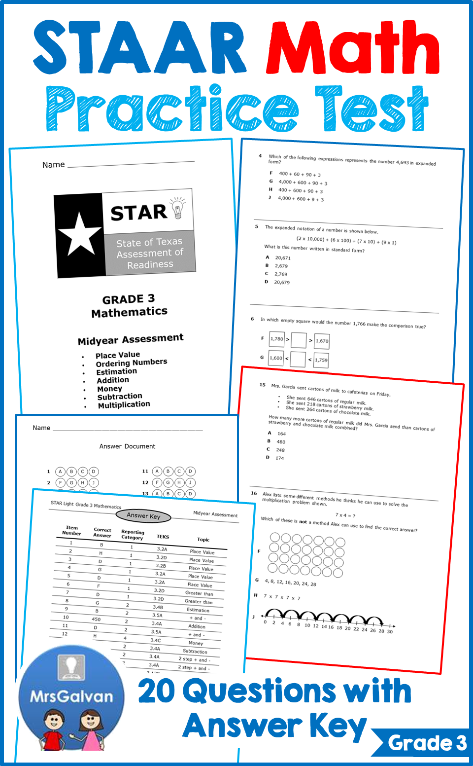 2nd Grade Math Staar Test Practice Worksheets Gabriella Lovejoy s 2nd 