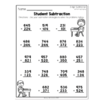 2nd Grade Math Worksheets 3 Digit Subtraction Without Regrouping