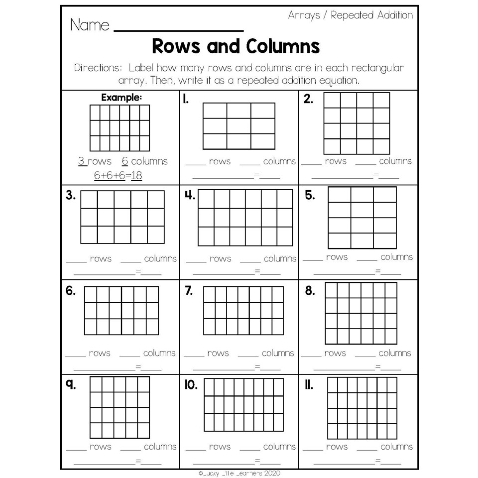 2nd Grade Math Worksheets Operations And Algebraic Thinking Arrays