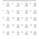 3 Digit Subtraction Sheet 1 Subtraction Worksheets Math Facts