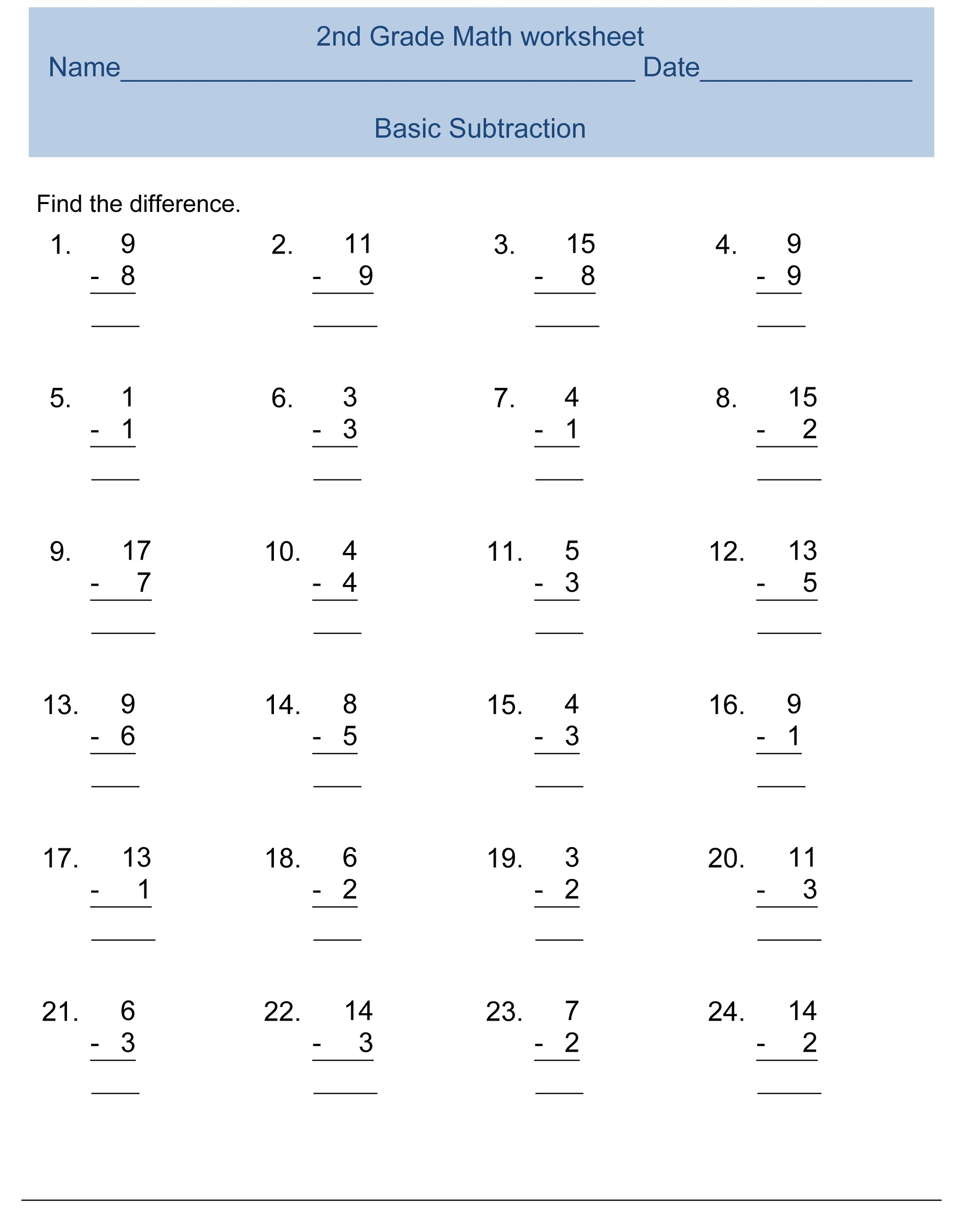 4 Free Math Worksheets Second Grade 2 Addition Add In Columns Missing 