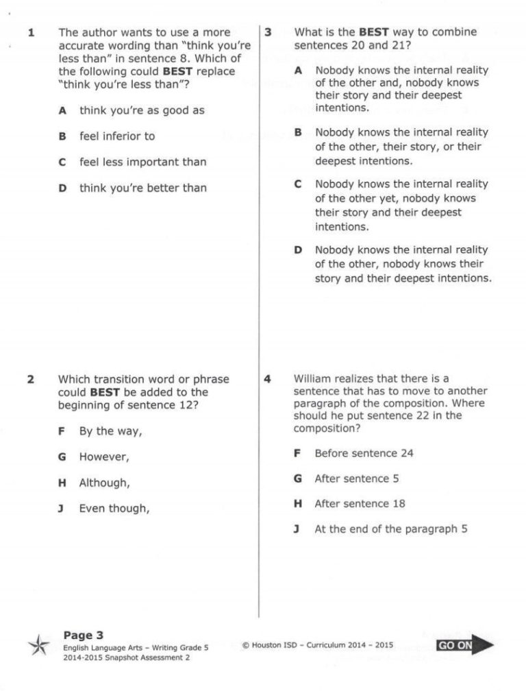 5Th Grade Reading Staar Practice Worksheets Db excel