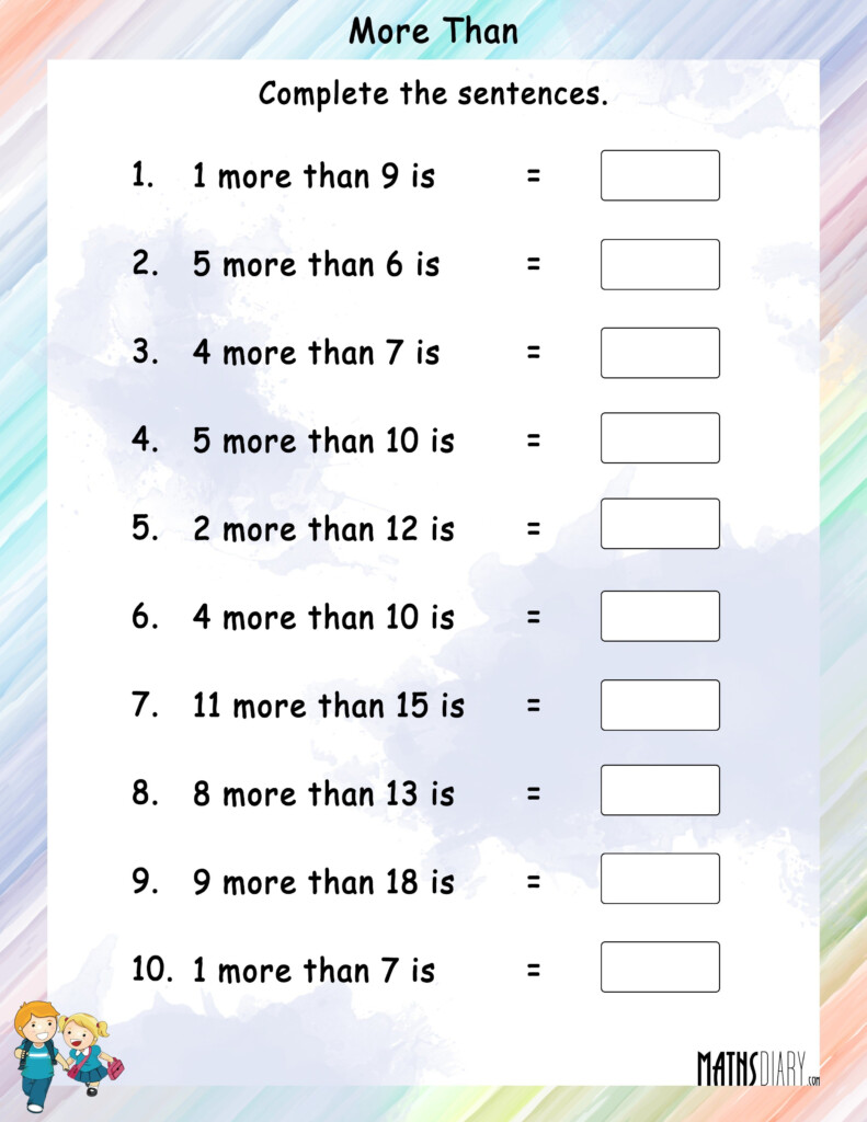 A Number More Than Other Number Math Worksheets MathsDiary