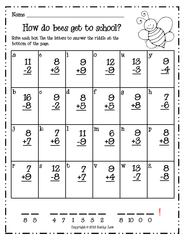 Addition 2nd Grade Math Riddles Worksheets