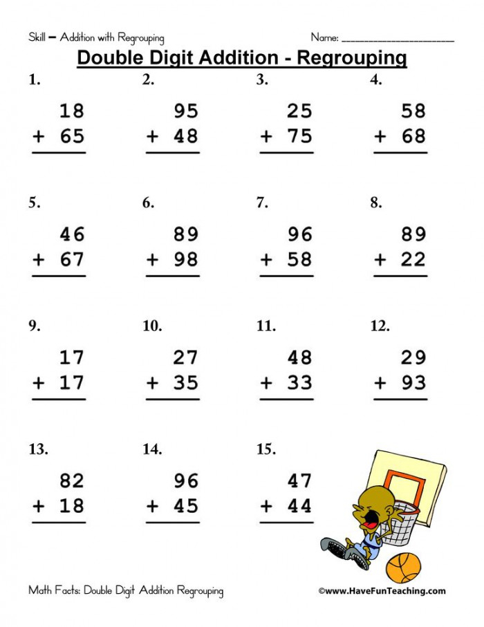 Addition With Regrouping Worksheets 99Worksheets