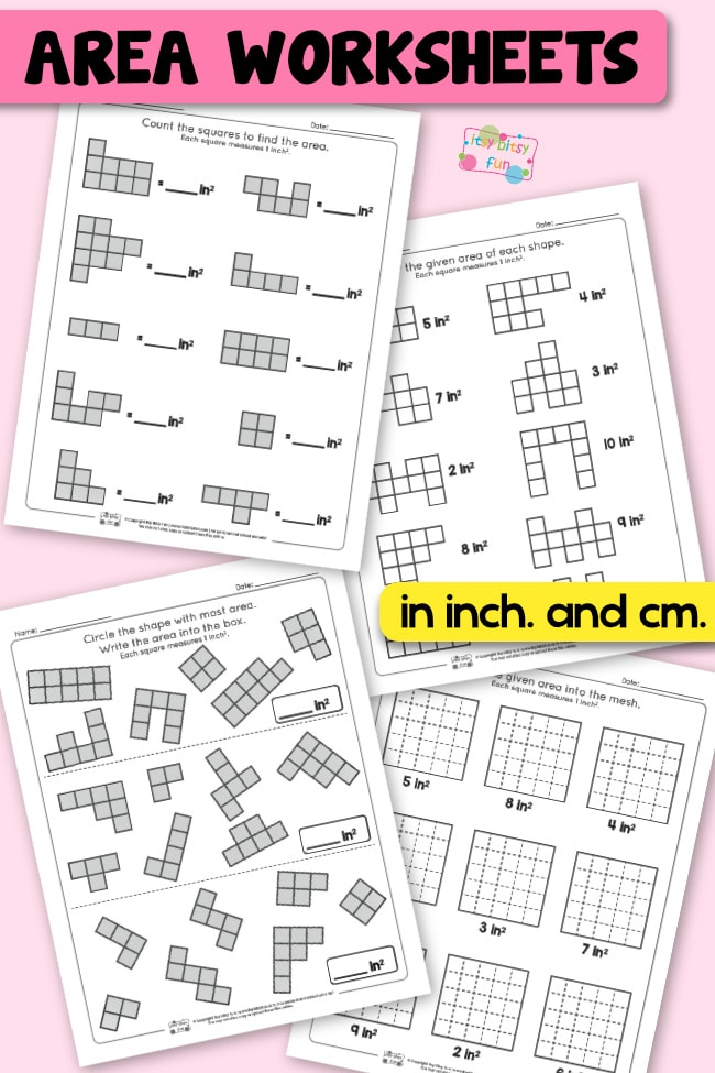 Area Worksheets 2nd Grade Math Worksheets Itsybitsyfun