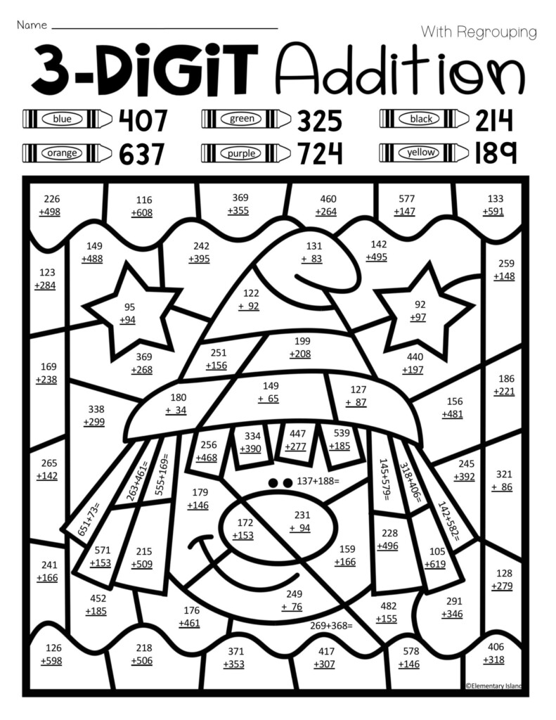 Christmas Addition Math Worksheets 2nd Grade Coloring 