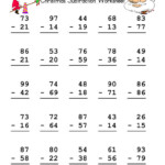 Christmas Double Digit Subtraction Worksheet Have Fun Teaching