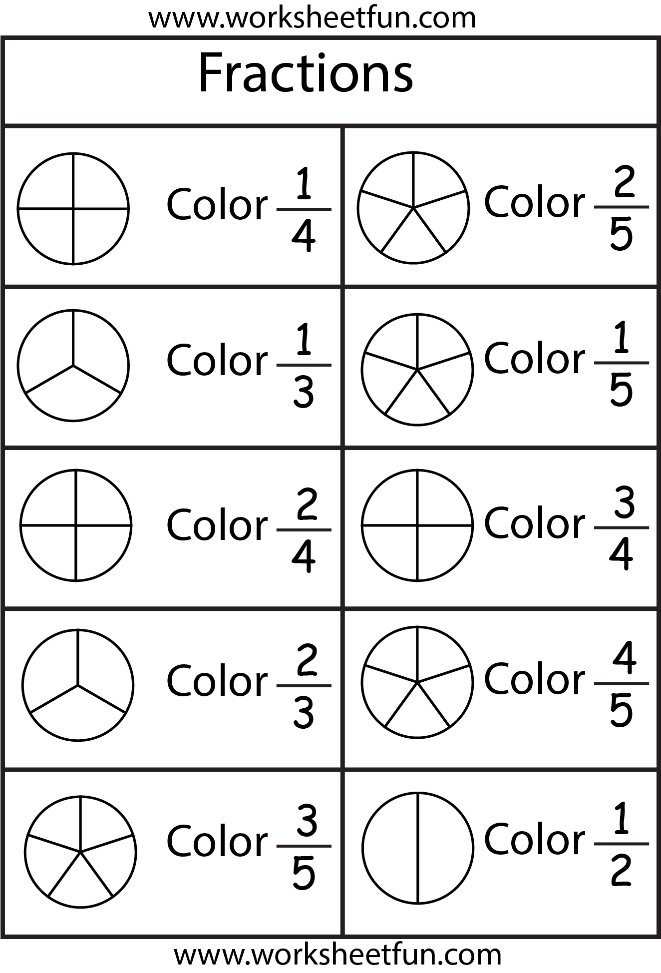 Color The Fraction 4 Worksheets 2nd Grade Math Worksheets 2nd