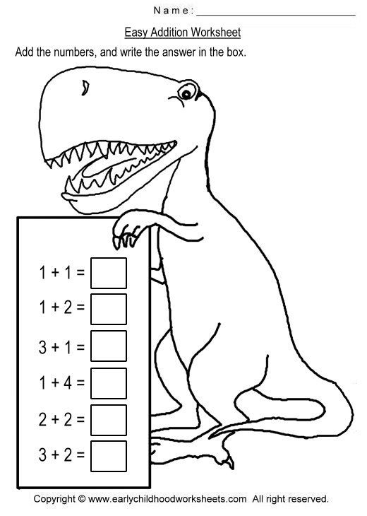 Dinosaur Addition Worksheets 99Worksheets