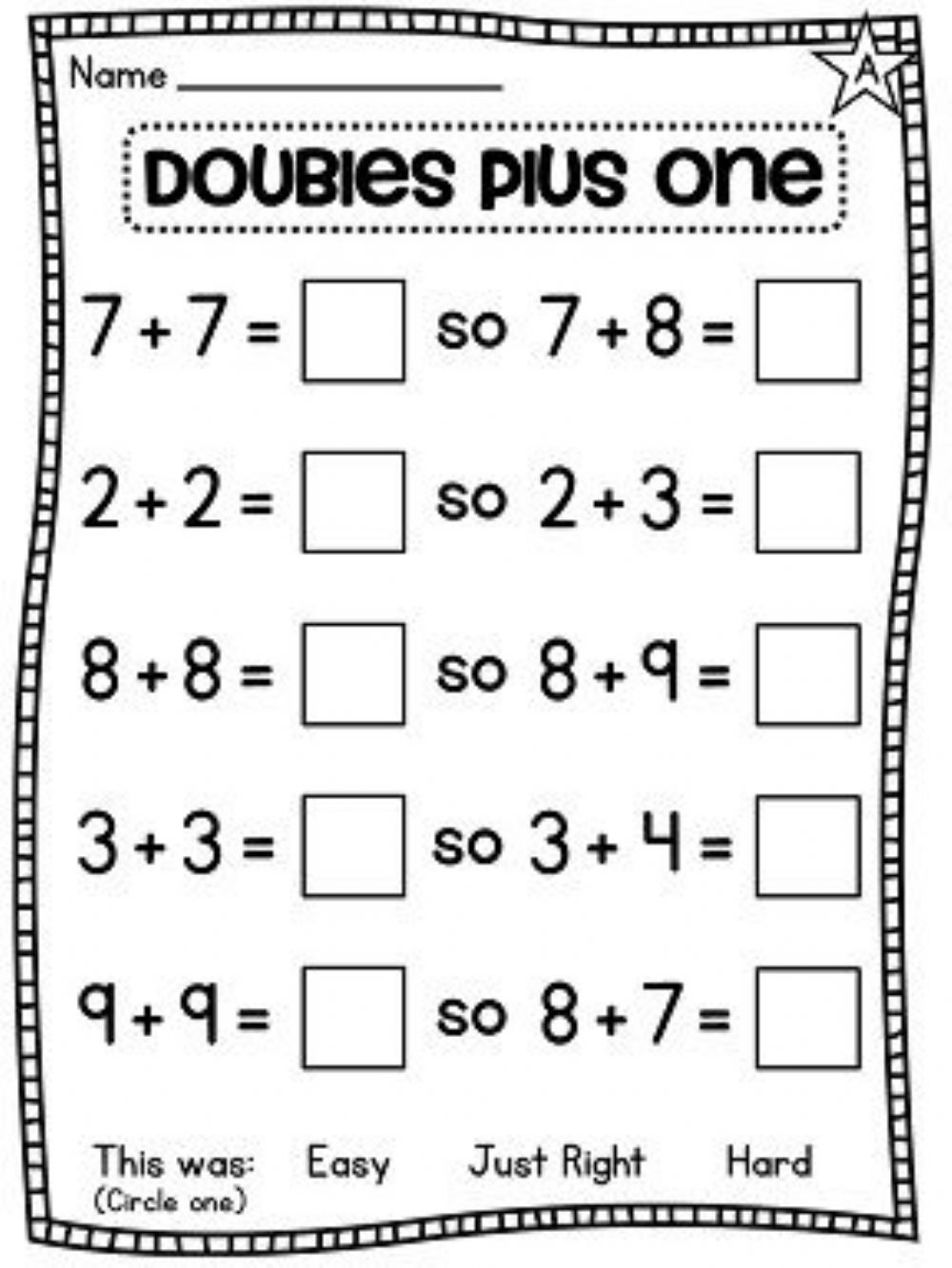 Doubles Plus One Worksheet Worksheets For Home Learning