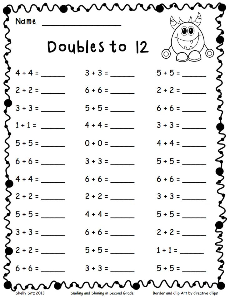 Doubles To 12 pdf Math Fact Worksheets 2nd Grade Math Worksheets