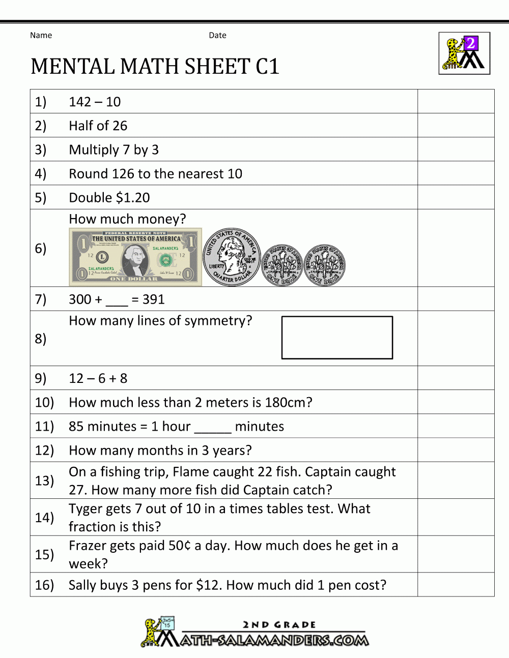 Downloadable Printable Pdf 2nd Grade Math Worksheets Pdf Packet 