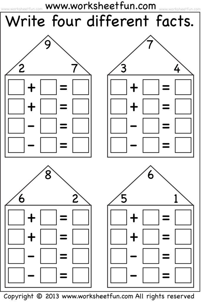 Fact Family Houses Fact Family Worksheet Family Worksheet First 