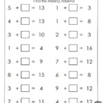 Find The Missing Addend Worksheets Math Addition Worksheets Missing