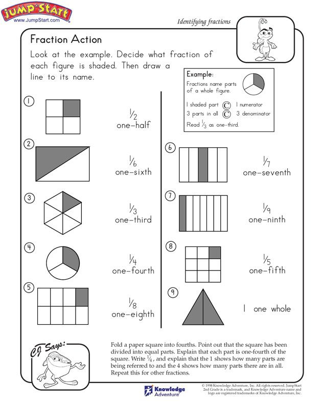 Fraction Action 2nd Grade Math Worksheets JumpStart 2nd Grade 