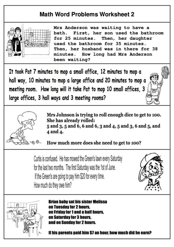 Free Math Word Problems Six Worksheets Each One Contains 5 Basic 