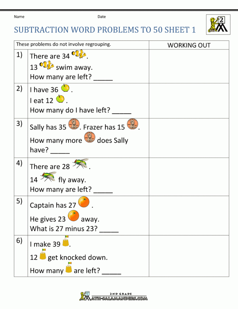 Free Printable Word Problems 2Nd Grade Free Printable