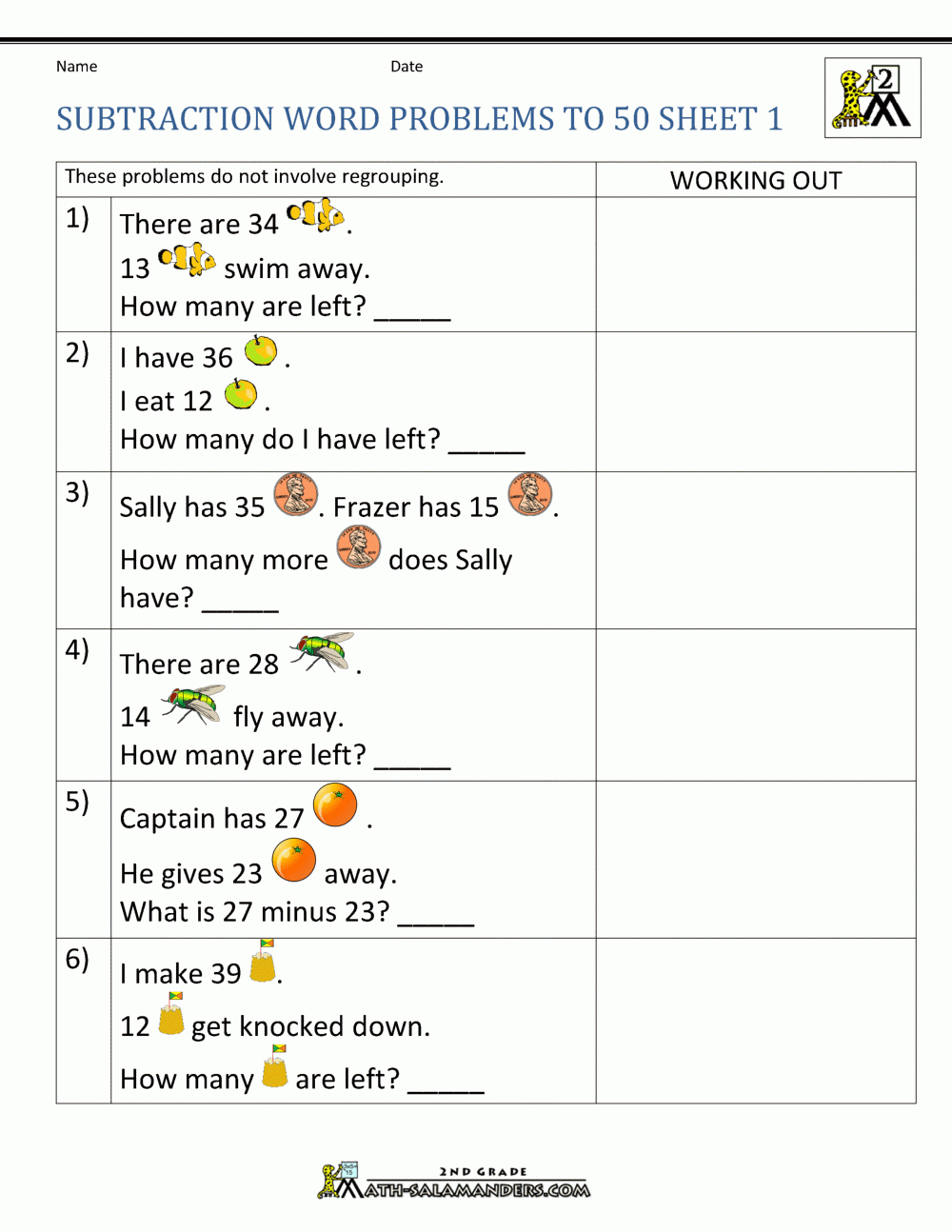 Free Printable Word Problems 2Nd Grade Free Printable