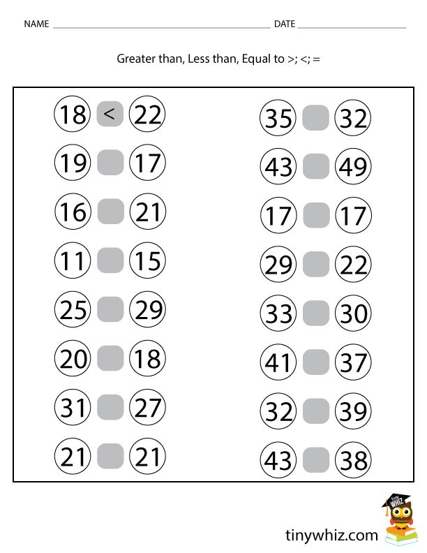 Free Worksheets Greater Than Less Than Equal To Fasnorth