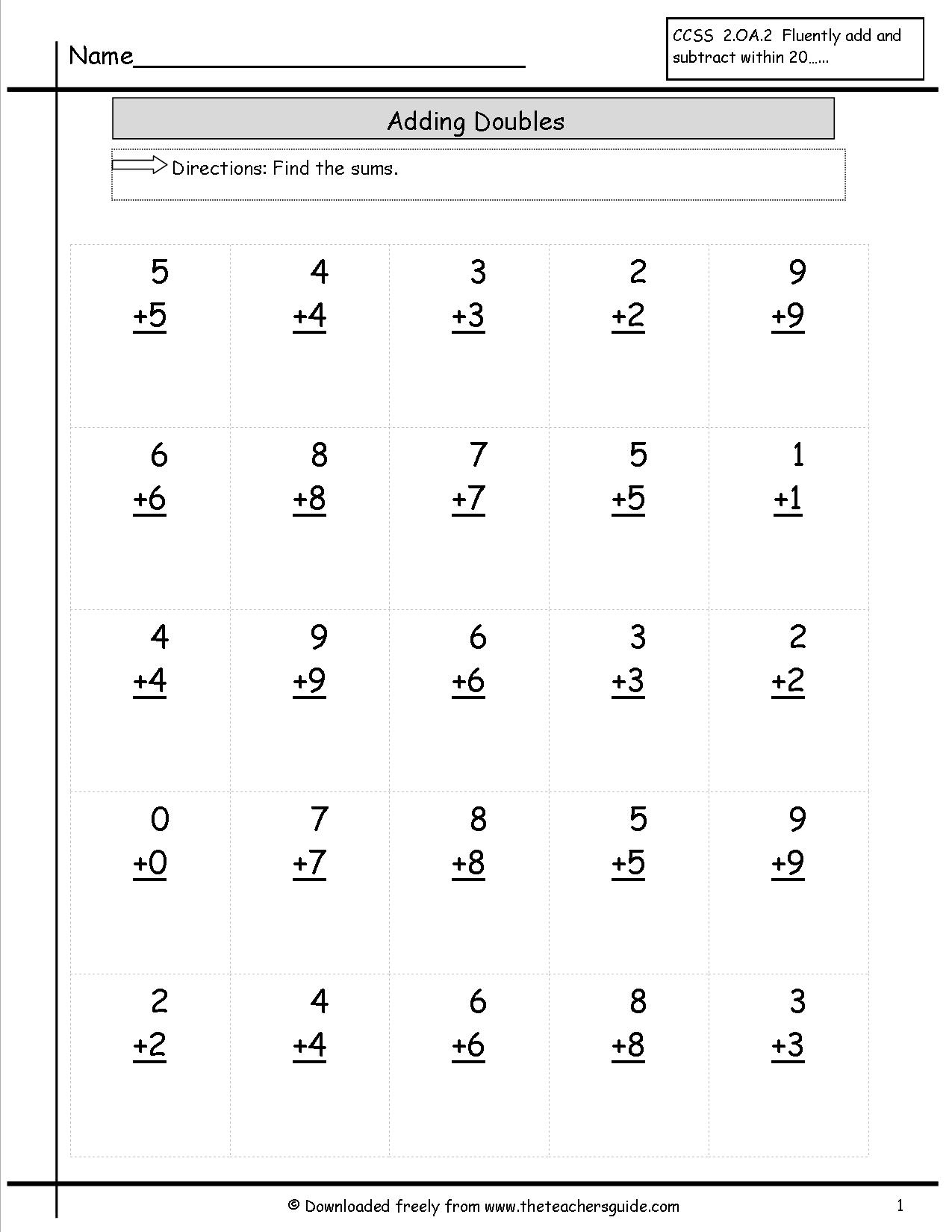 Freebielicious Doubles Arent Trouble Addition Doubles Worksheet Free 