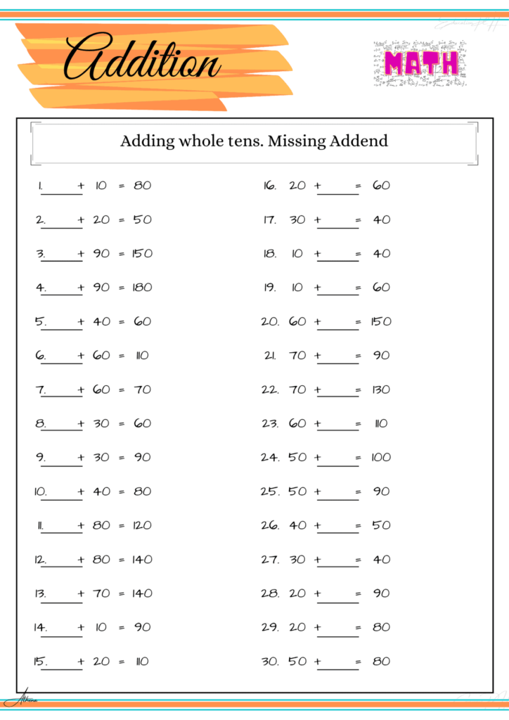 Grade 2 Math Worksheets Addition Whole Tenths Part 3 Education PH