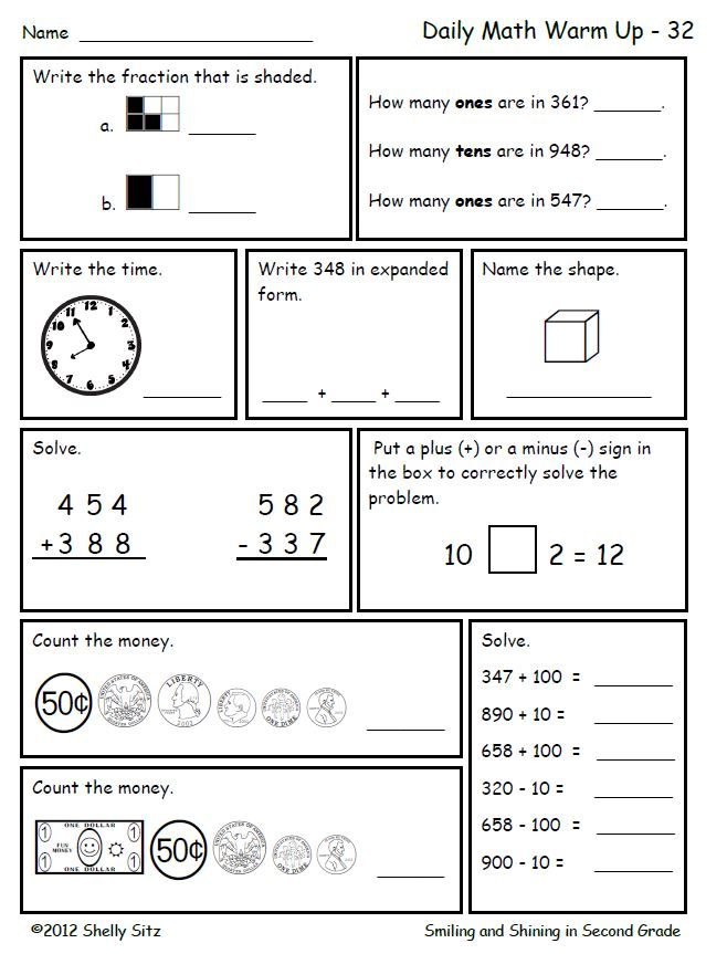 Math Worksheet For 2nd Grade great For Morning Work Or Homework 