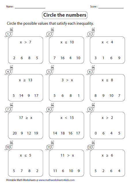 Math Worksheets For 7th Grade Pre Algebra Worksheets Algebra 