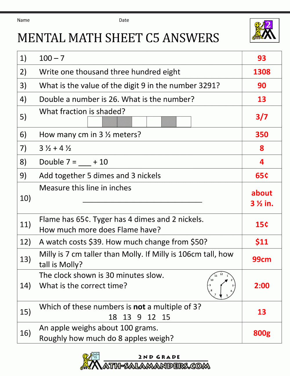 Mental Math 4th Grade Grade 4 Mental Math Worksheets Free Worksheets