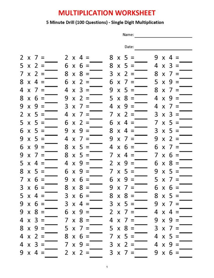 Multiplication 5 Minute Drill Worksheets With Answers pdf Etsy 2nd 