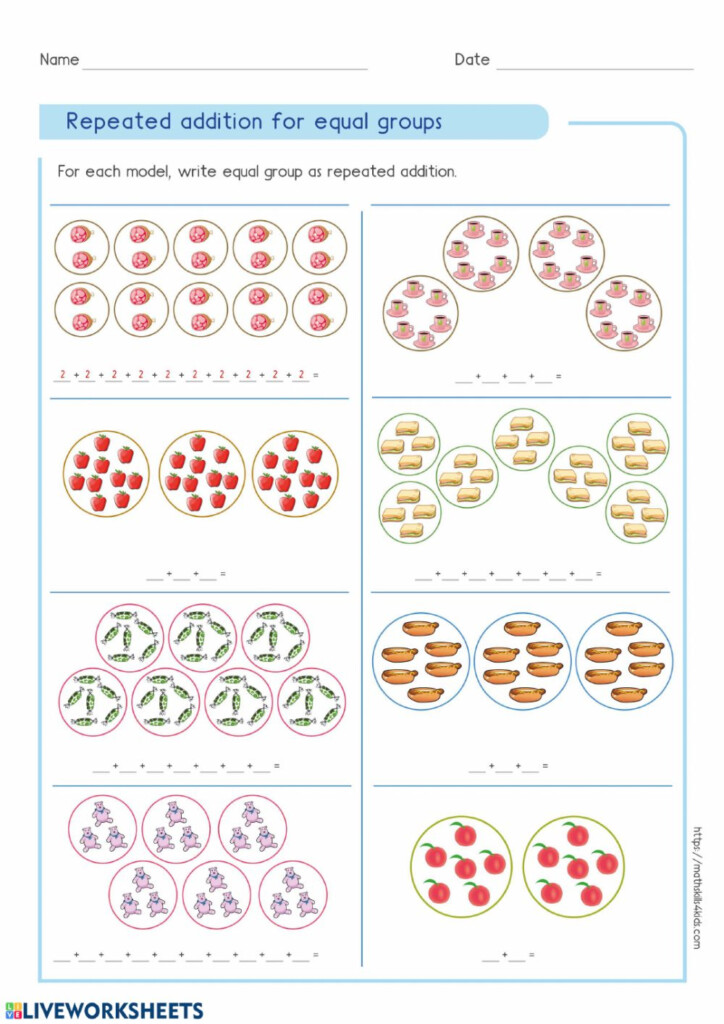 Multiplication As Repeated Addition 2nd Grade 3rd Grade Math Worksheet 