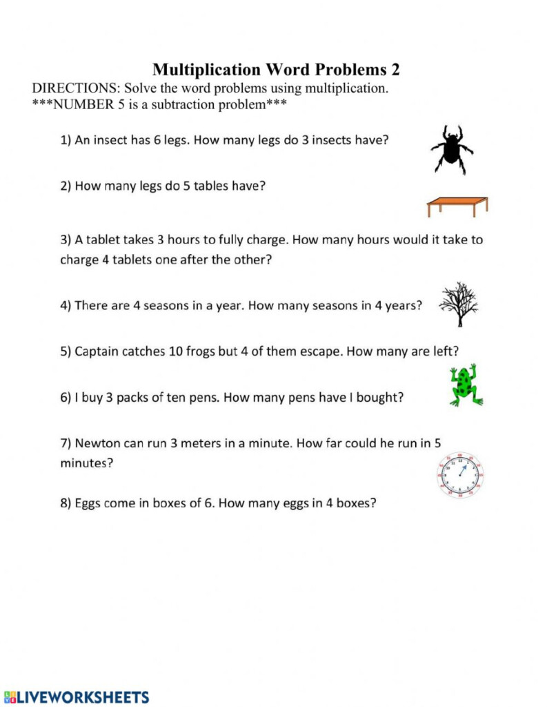 Multiplication Word Problem Area 2nd Grade Multiplication Word 