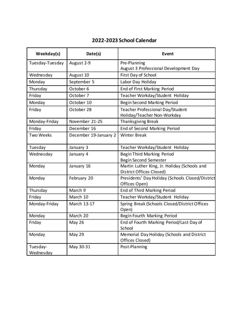 Orange County Public Schools OCPS Calendar 2022 2023