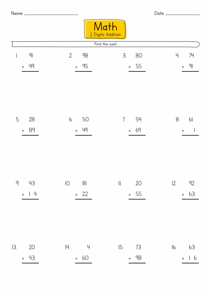Printable Math Addition Worksheets