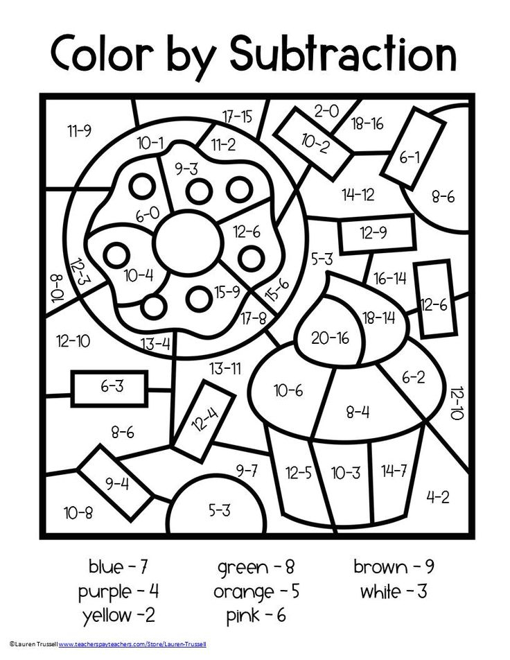 Subtraction Color By Number Math Coloring Worksheets 2nd Grade Math Worksheets Addition 