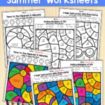 SUMMER 2nd Grade Math Skills Color By Code Distance Learning Printables