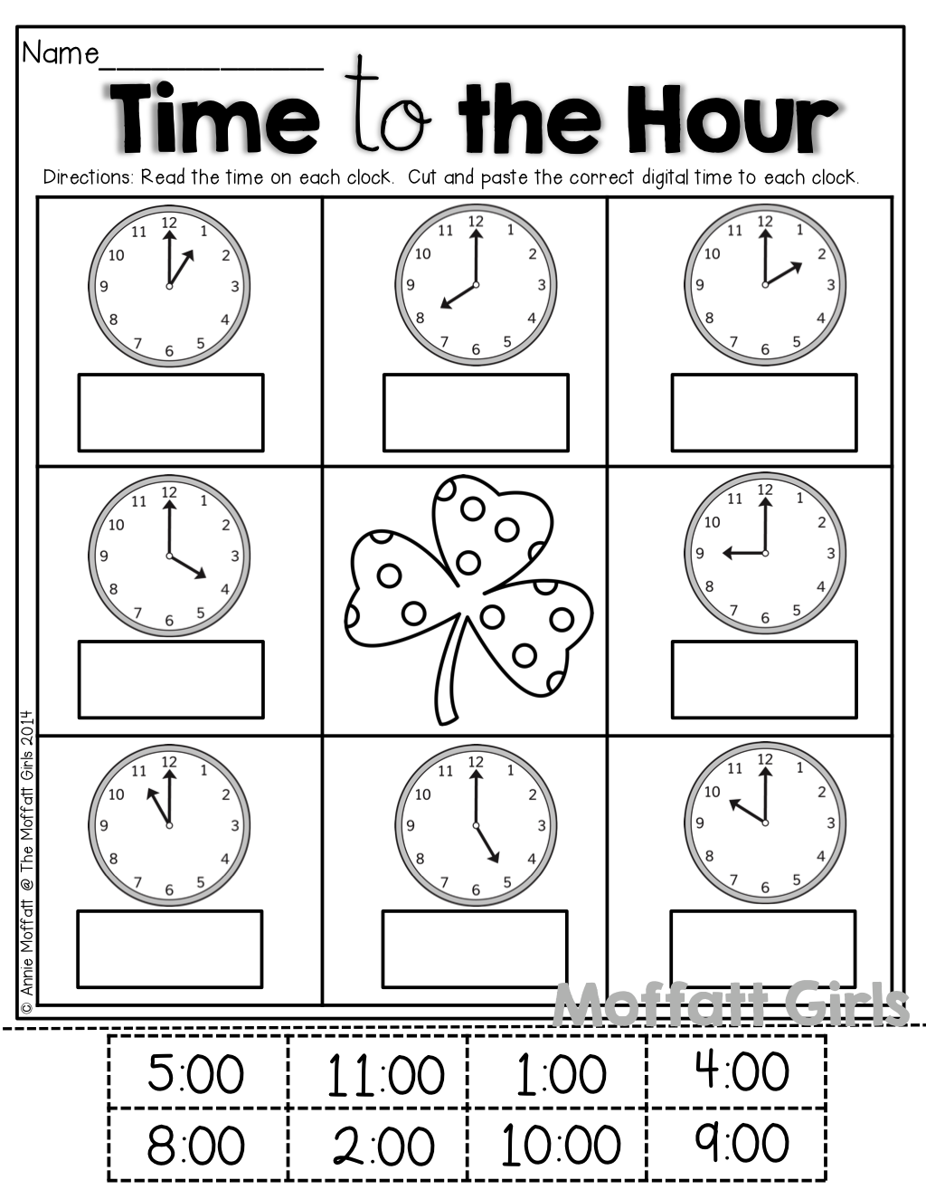 The Moffatt Girls St Patrick s Day NO PREP Packets Time Worksheets 