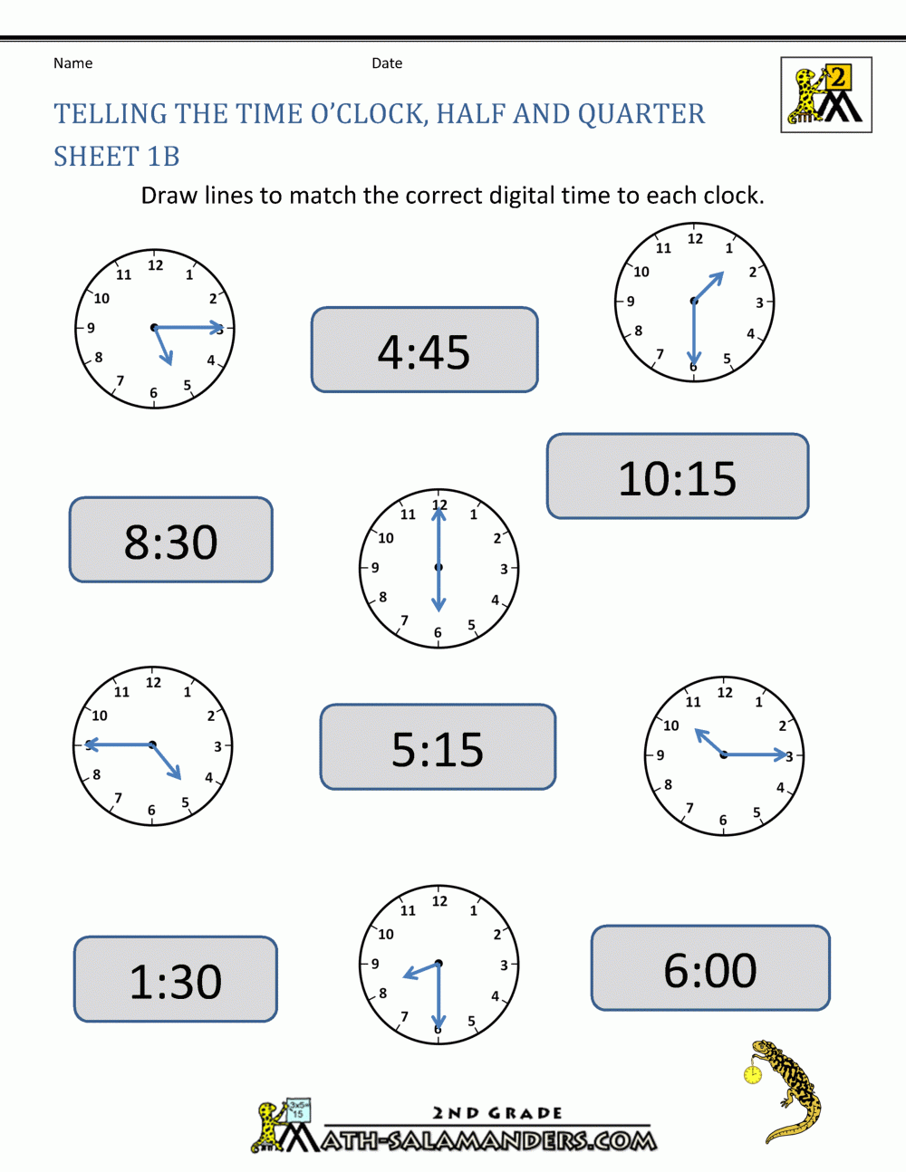 Time Worksheet O clock Quarter And Half Past