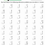 Tutorial 30 Easily Mad Minute Subtraction Worksheets Simple Template