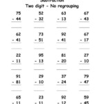 Two Digit Subtraction Without Regrouping Worksheets Free Printable