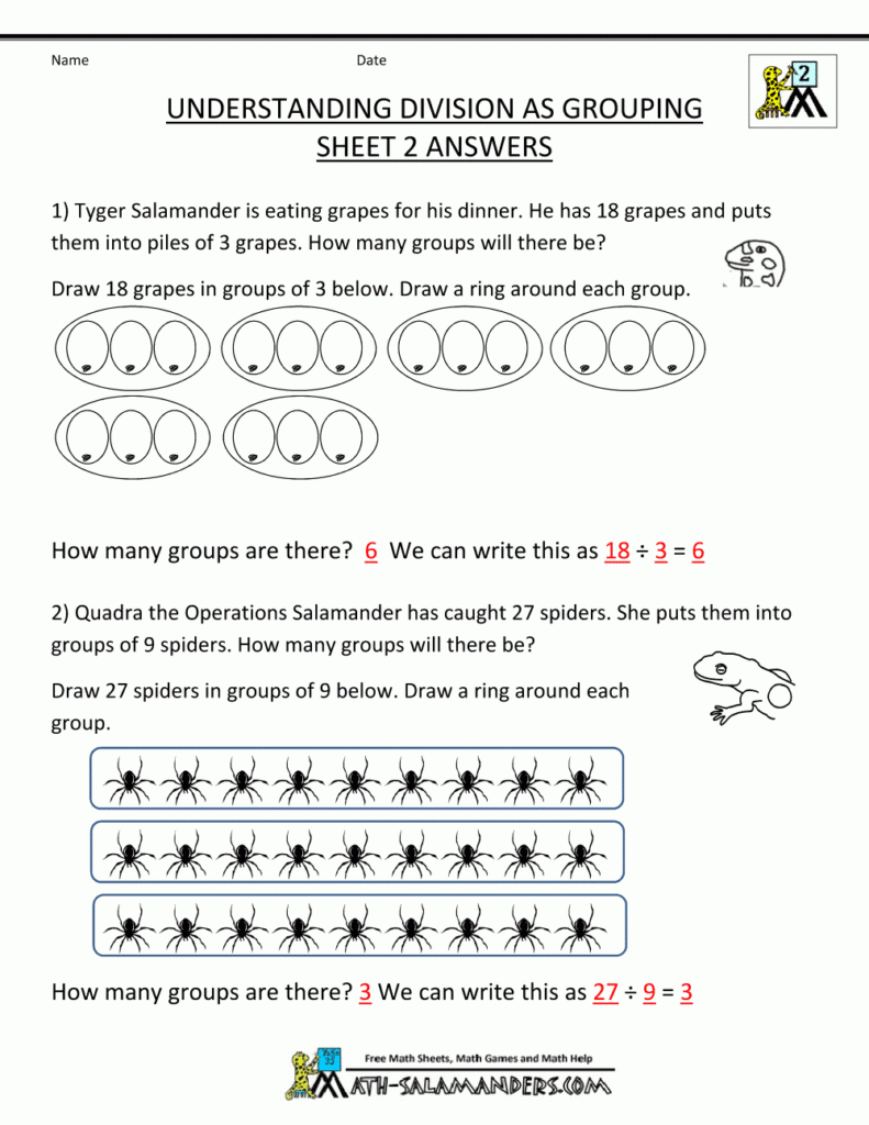 Understand Division As Grouping Sheet 2 Answers Basic Math Worksheets 