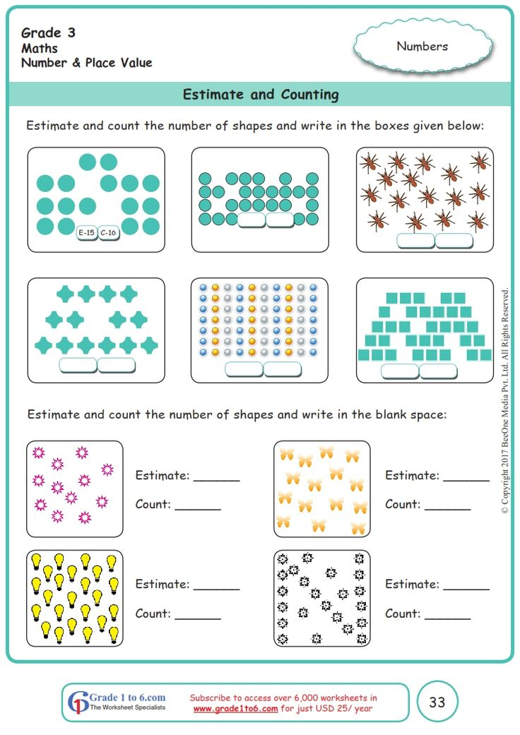 Worksheet Grade 3 Math Estimate And Counting In 2020 Free Math 