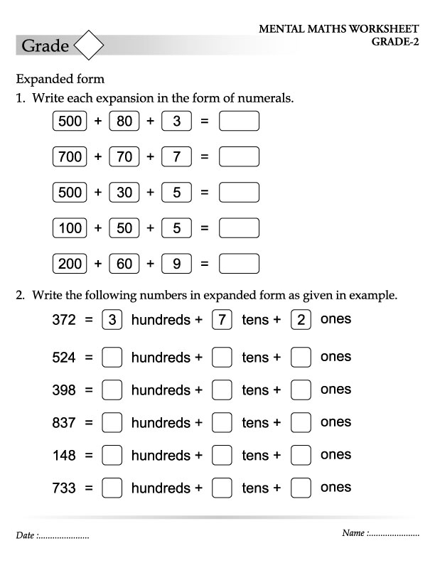10 Expanded Form Math Worksheets