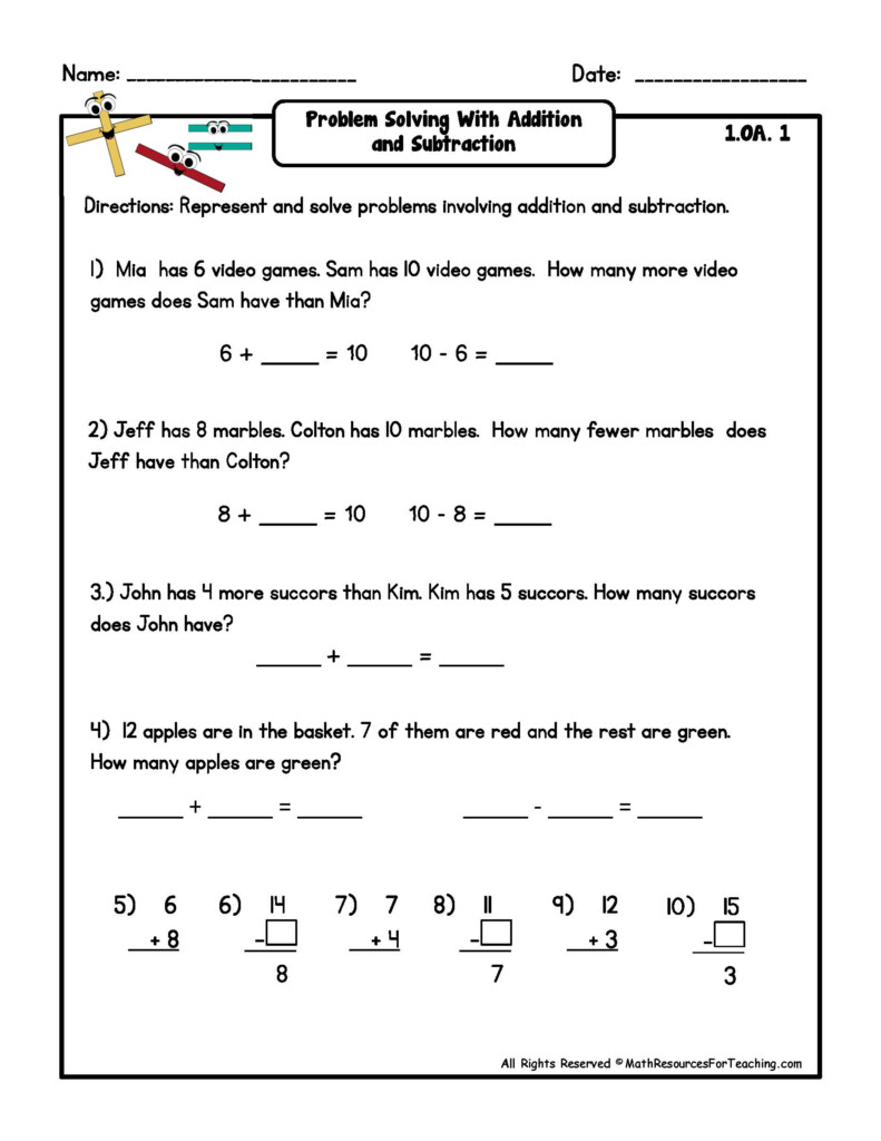 13 1st Grade Subtraction Word Problems Worksheets Worksheeto