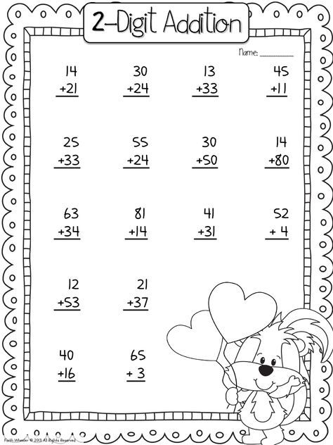 2 Digit Addition Valentine s Day First Grade Math 2nd Grade Math