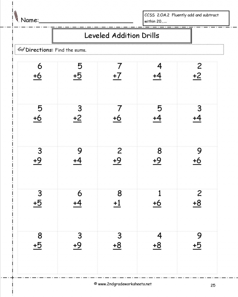 25 Addition Facts Worksheet Ameise Live