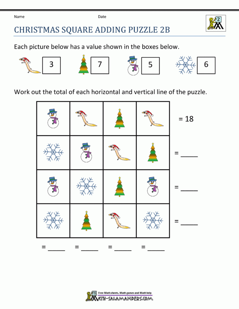 2nd Grade Christmas Math Worksheets
