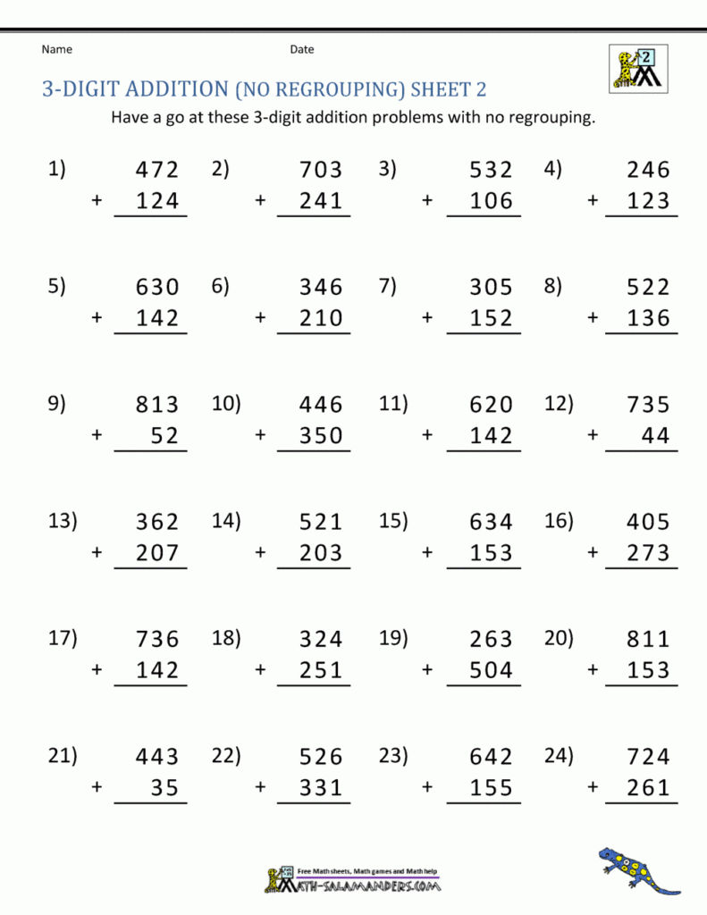 2Nd Grade Math 3 Digit Addition And Subtraction Worksheets Julia 