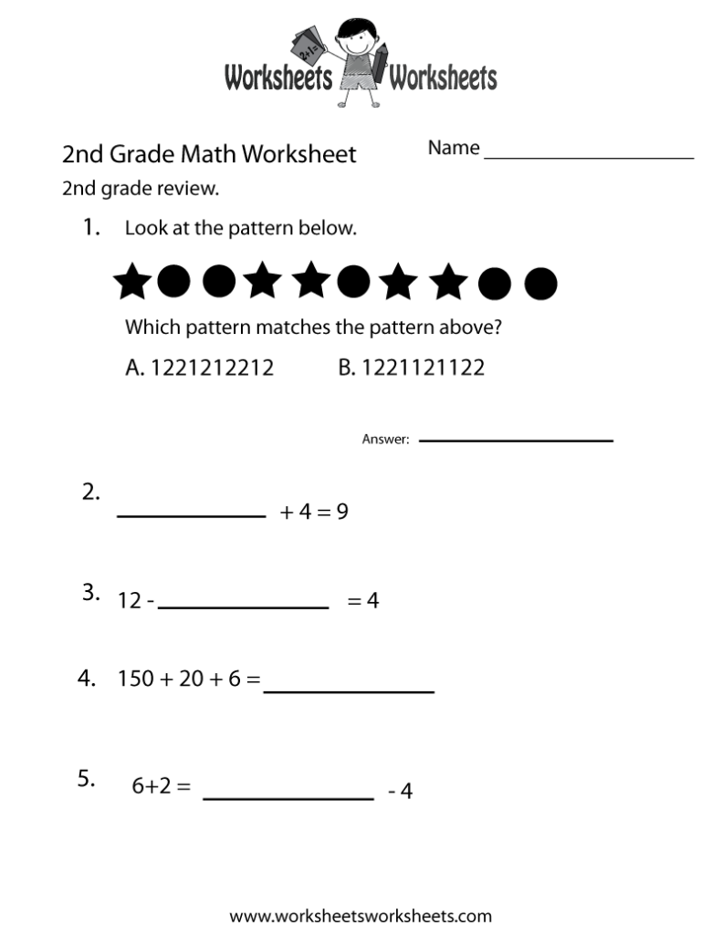 2nd Grade Math Review Worksheet Free Printable Educational Worksheet 